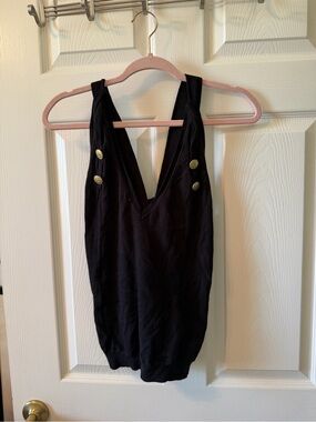 Jacob Black V-Neck Tank with Gold Buttons